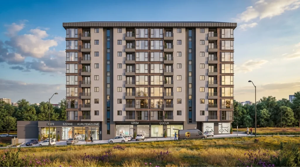 Deka Novem projesinin modern apartman dış cephe görünümü