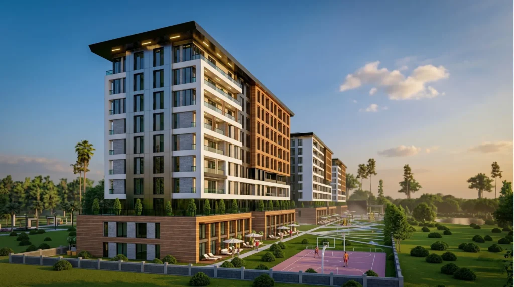 Erengül Konakları Yenişehir projesinin park ve yeşil alan manzarası